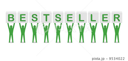 Men holding the word bestseller. Concept 3D illustration. 9534022