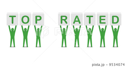 Men holding the phrase top rated. Concept 3D illustration. 9534074