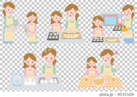 親子でお菓子作りのイラスト 親子でお菓子作りのイラスト 9535109