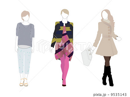 女性ファッションモデルのイラスト素材