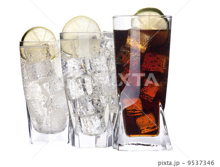 Fresh cola drink background with ice 9537346