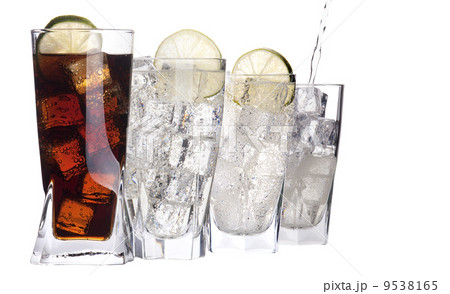 Fresh cola drink background with ice 9538165