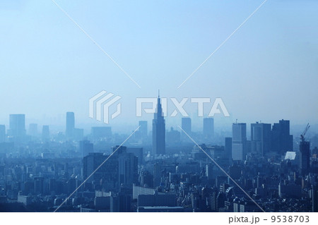 1月都市の風景・街並み359朝もやの新宿副都心 9538703