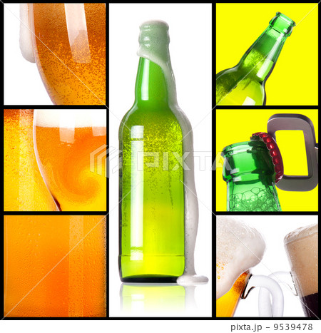 Frosty fresh beer set with foam 9539478