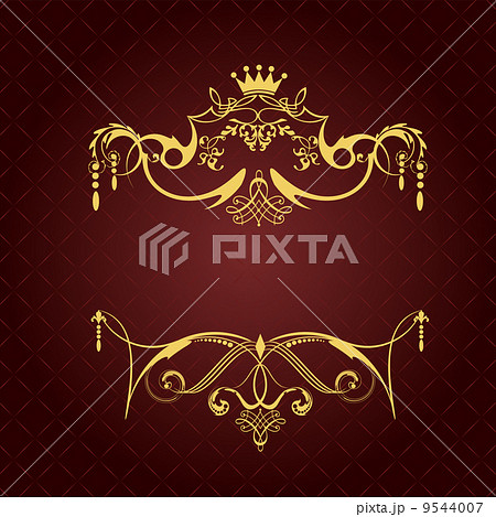 Gold ornament on brown background. Can be used as invitation card. Vector illustration Gold ornament on brown background. Can be used as invitation card. Vector illustration 9544007