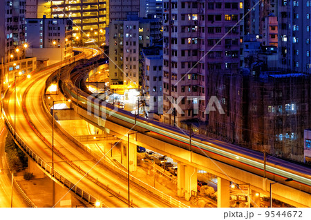 busy highway train traffic night in finance urban 9544672