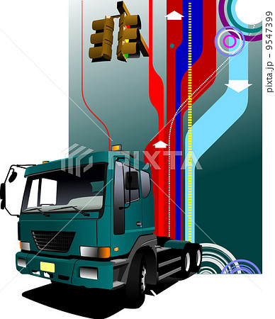 Abstract hi-tech background with green lorry image. Vector illustration Abstract hi-tech background with green lorry image. Vector illustration 9547399