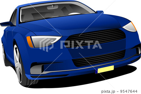 Blue car sedan on the road. Vector illustration 9547644