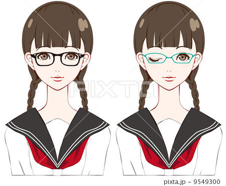 女子学生 眼鏡のイラスト素材