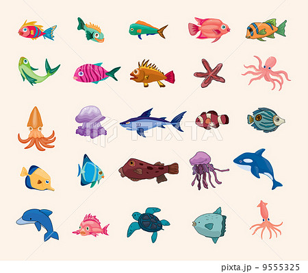水中 水族館 動物のイラスト素材