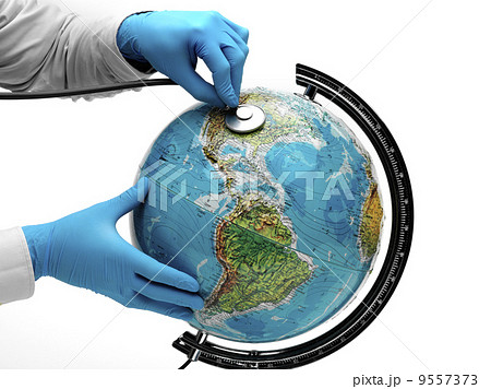 Doctor examine with stetoscope the ill Earth Doctor examine with stetoscope the ill Earth 9557373