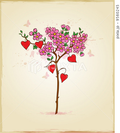 Tree with flowers and hearts Tree with flowers and hearts 9560245