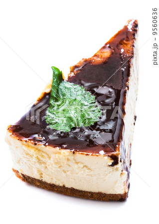 mint leaf on a piece of cake 9560636