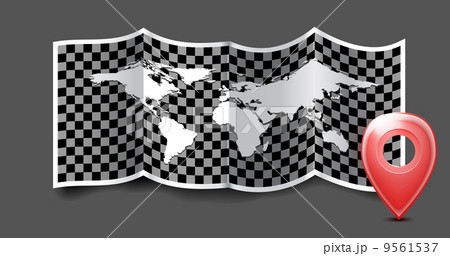 Folded world map with gps marks. Folded world map with gps marks. 9561537