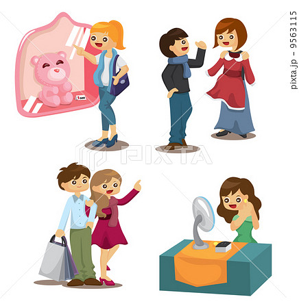 購入 お店 ショップのイラスト素材