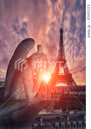 Chimera (gargoyle) of the Cathedral of Notre Dame de Paris 9569323