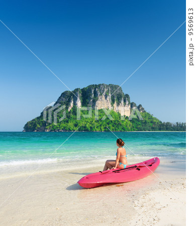 Clear water and blue sky. Beach in Krabi province, Thailand 9569613