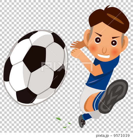 シュートを放つサッカー選手のイラスト素材