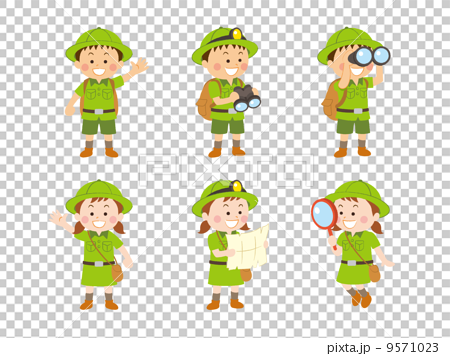 子供探検隊b 02 緑 のイラスト素材