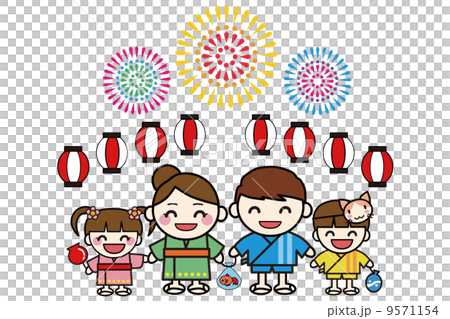 家族で夏祭りのイラスト 9571154