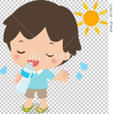 塑料瓶的男孩飲用水 9573873