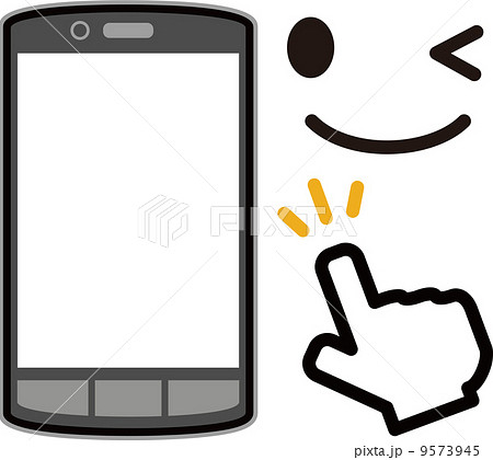 スマートフォンのフレームと指マークのイラスト素材 9573945 Pixta