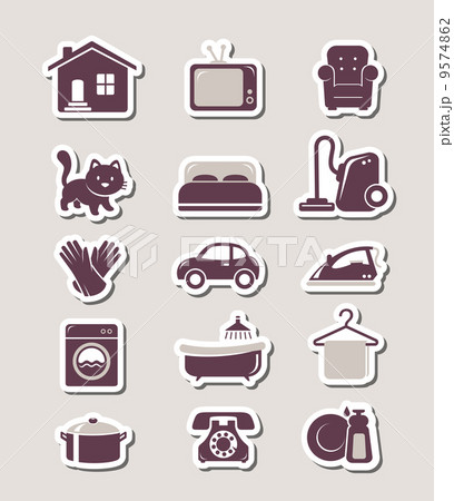 Household paper cut icons Household paper cut icons 9574862