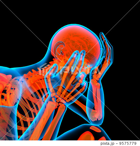 3d rendered red skeleton of a sitting - side view 3d rendered red skeleton of a sitting - side view 9575779