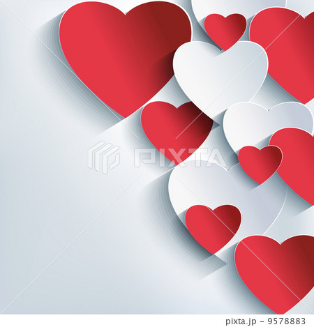 Stylish creative abstract background, 3d red and gray heart 9578883