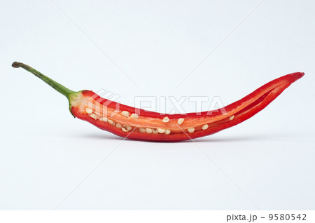 Chili pepper sliced on a white Chili pepper sliced on a white 9580542