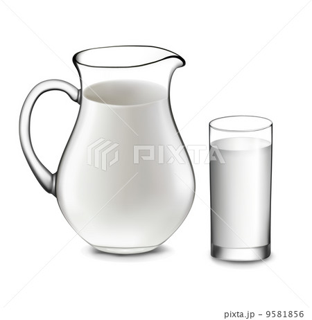 Milk jug and glass of milk. Vector illustration. Milk jug and glass of milk. Vector illustration. 9581856