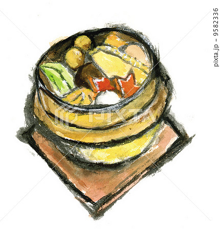 釜飯 和食 手描きのイラスト素材