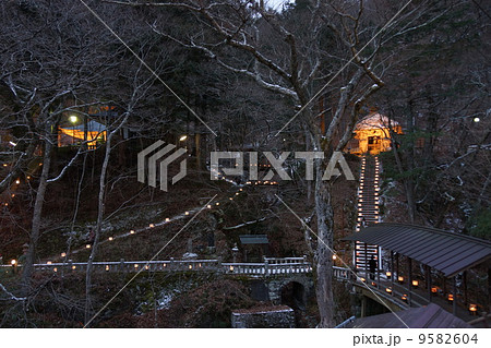 鹿教湯温泉の五台橋と氷灯ろう 鹿教湯温泉の五台橋と氷灯ろう 9582604
