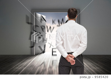 Composite image of businessman turning his back to camera Composite image of businessman turning his back to camera 9585420