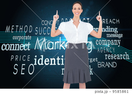 Composite image of smiling gorgeous businesswoman posing 9585861