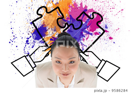 Composite image of smiling asian businesswoman Composite image of smiling asian businesswoman 9586284