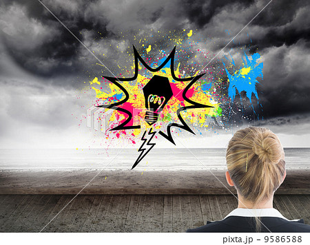 Composite image of businesswoman standing with hands on hips Composite image of businesswoman standing with hands on hips 9586588