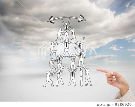 Composite image of smiling businesswoman pointing Composite image of smiling businesswoman pointing 9586926