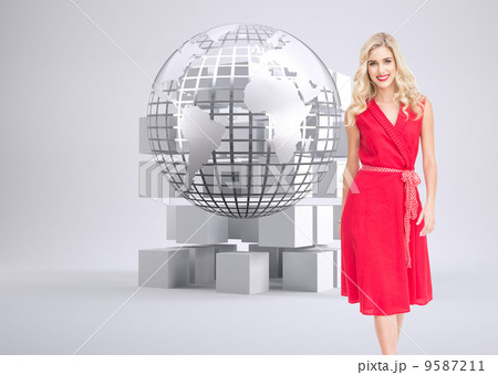 Composite image of smiling blonde walking Composite image of smiling blonde walking 9587211