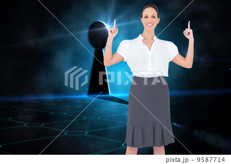 Composite image of smiling gorgeous businesswoman posing Composite image of smiling gorgeous businesswoman posing 9587714
