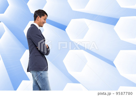 Composite image of smiling casual businessman with arms crossed Composite image of smiling casual businessman with arms crossed 9587780