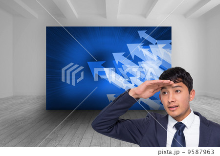 Composite image of frowning casual businessman looking Composite image of frowning casual businessman looking 9587963