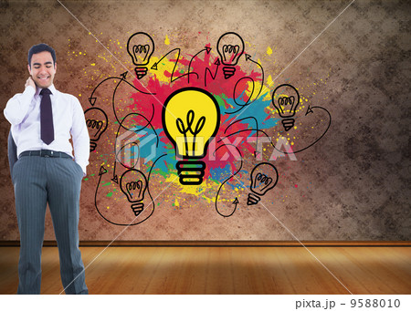 Composite image of smiling businessman standing Composite image of smiling businessman standing 9588010