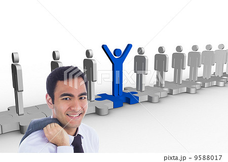 Composite image of smiling businessman standing Composite image of smiling businessman standing 9588017