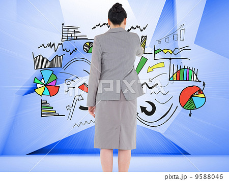 Composite image of asian businesswoman pointing Composite image of asian businesswoman pointing 9588046