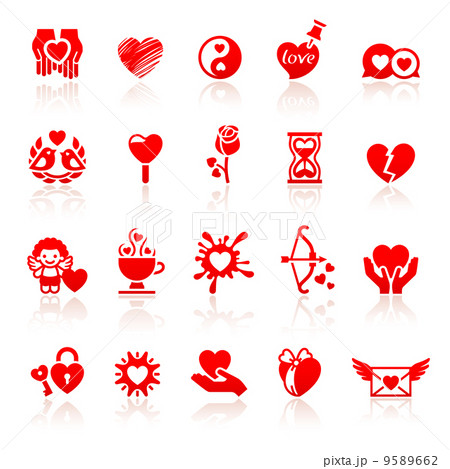 Set valentine's day red icons Set valentine's day red icons 9589662