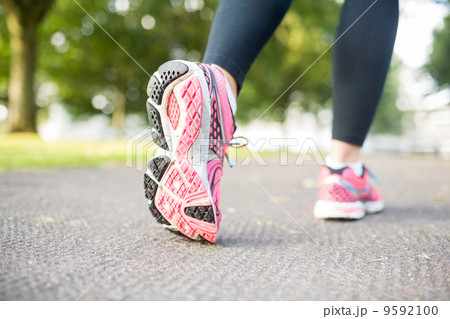 Close up picture of pink sneakers 9592100