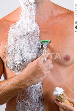 unshaved man with foam unshaved man with foam 9593686