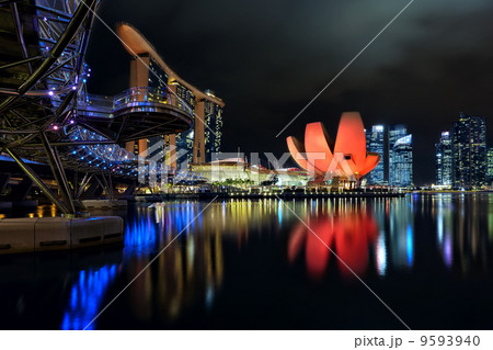 The Helix bridge, Marina Bay Sands and ArtScience museum The Helix bridge, Marina Bay Sands and ArtScience museum 9593940