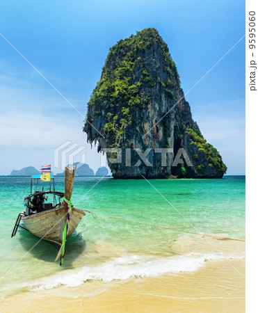 Boats on Phra Nang beach, Thailand 9595060